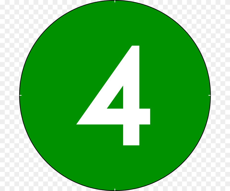Numbers 4 In A Circle, Symbol, Number, Text, Green Png Image