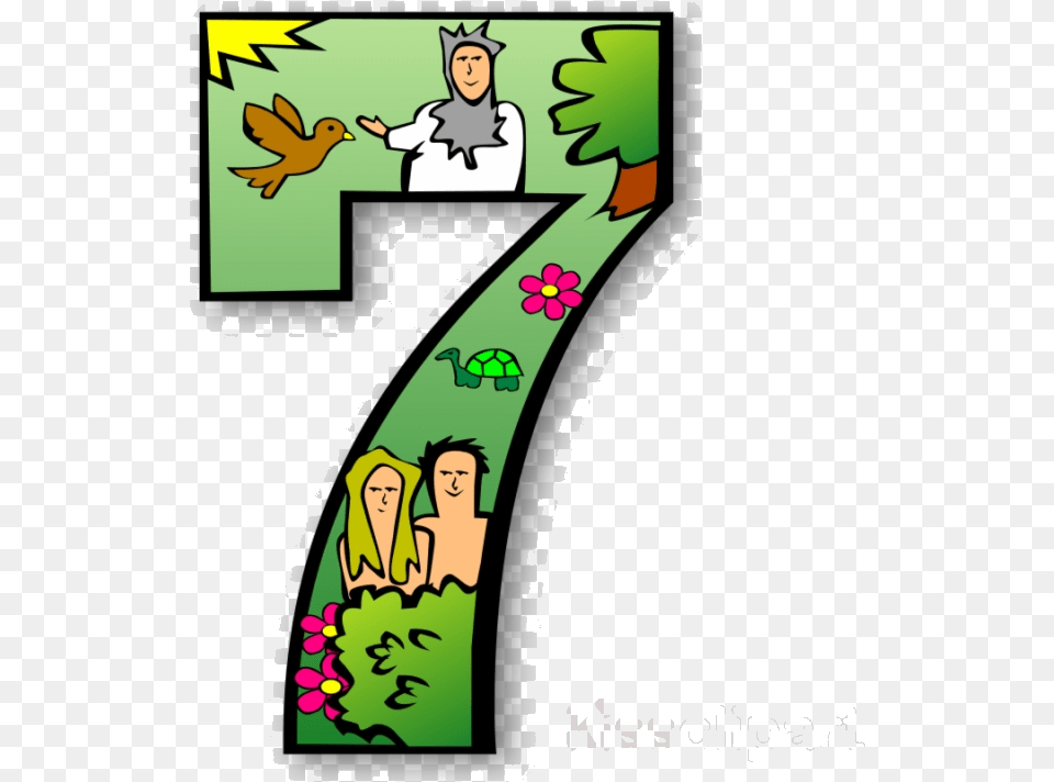Numbers Days Of Creation Clipart Bible Myth Day Transparent 7 Days Of Creation Numbers, Number, Symbol, Text, Baby Png Image