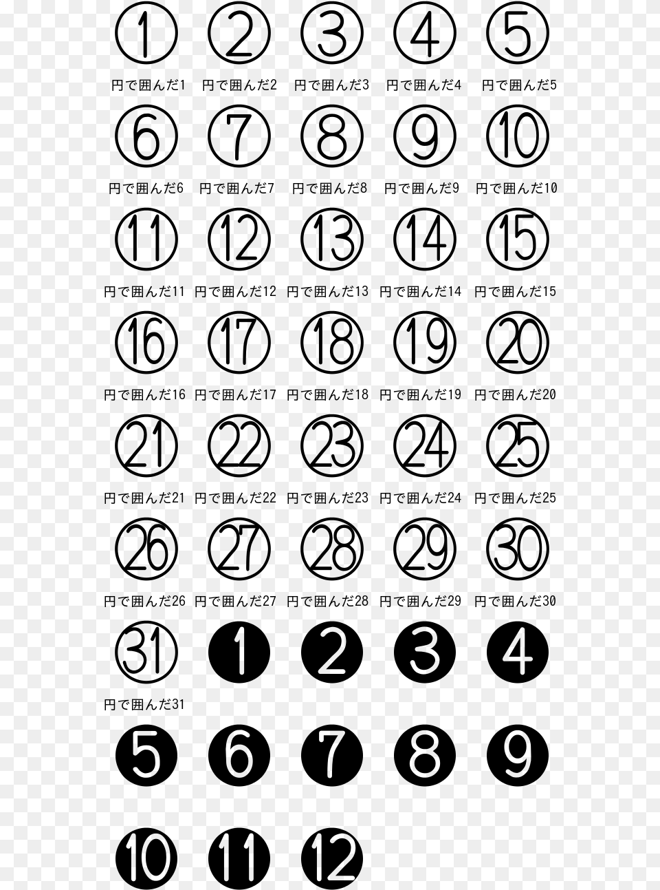 Numbers In Circles, Gray Png Image