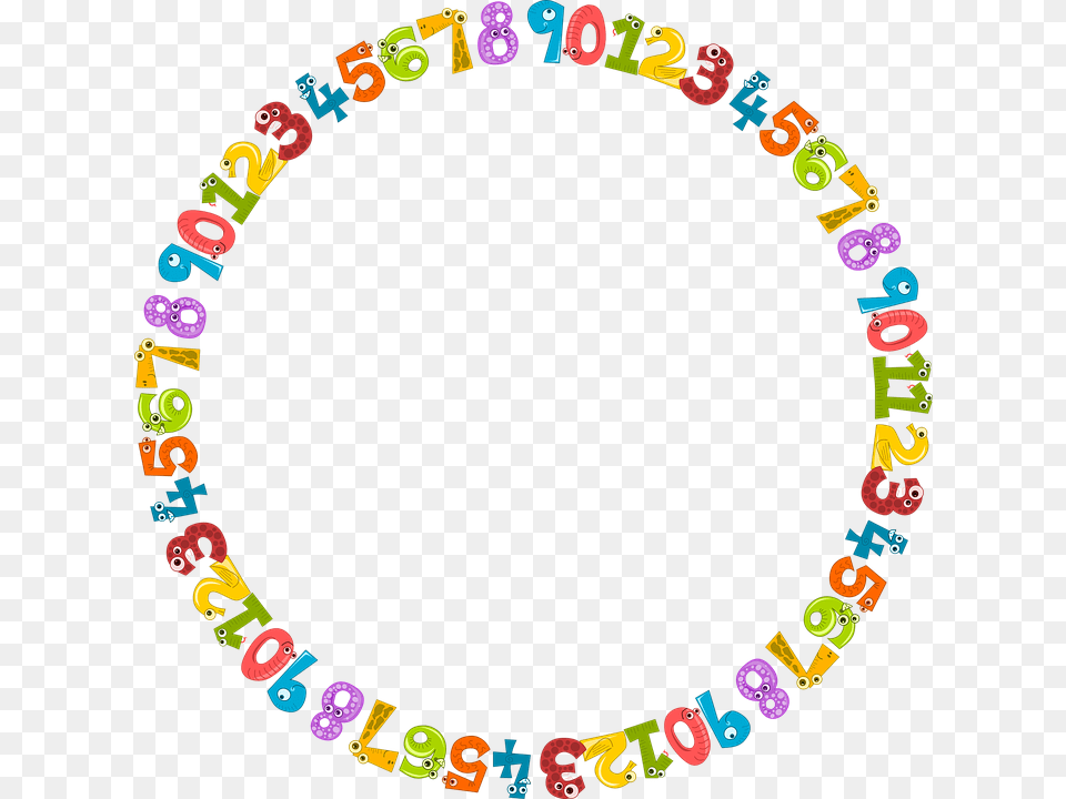 Numbers Numerals Counting Math Mathematics School Math Circle Border, Text Png Image