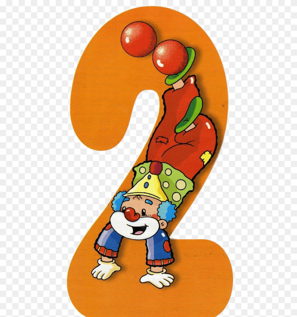 Numbers Numeros Number2 Numero2 Orange Anaranjado Number 2 Clown, Symbol, Text, Baby, Person Png Image
