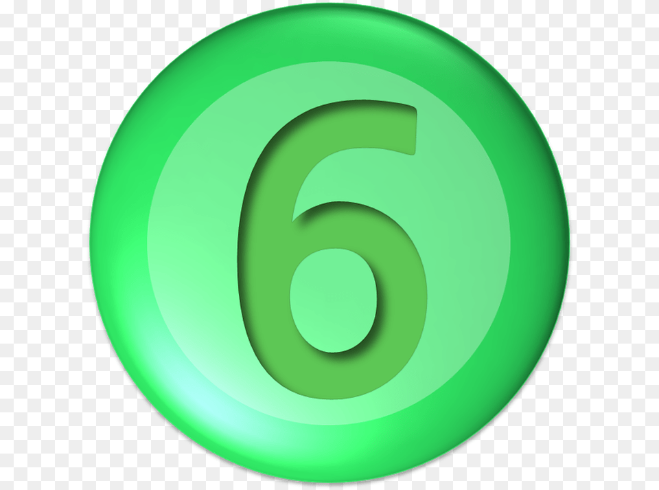 Numbers Six Ball 6 Number Button, Green, Symbol, Text, Disk Png