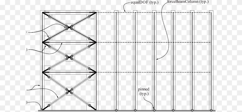 Numerical Model Of The Braced Frame Including Gravity Braced Frame, Door Png