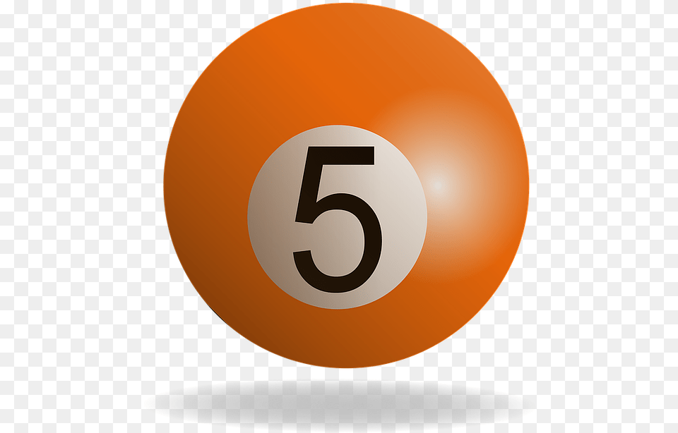 Numero 5 Bola De Billar, Sphere, Number, Symbol, Text Png Image