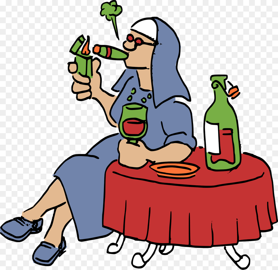 Nun Smoking And Drinking Clipart, Baby, Bottle, Person, Face Free Transparent Png