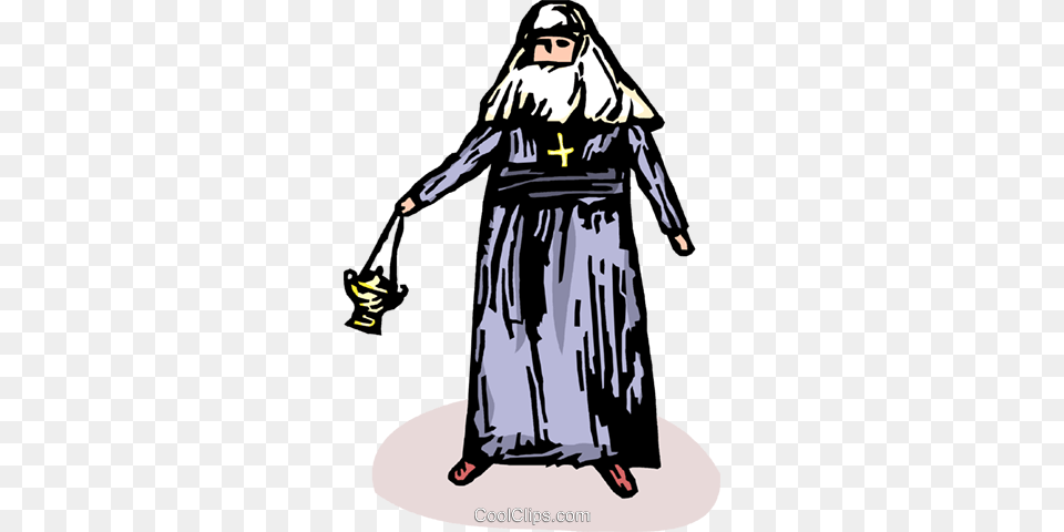 Nun With Incense Royalty Vector Clip Art Illustration, Fashion, Adult, Person, Woman Free Png Download