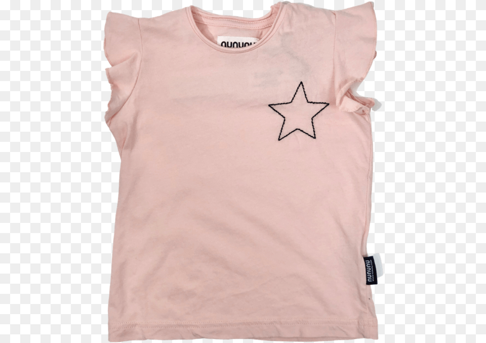 Nununu Embroidered Star Ruffle Tee Pink Sleeveless, Clothing, T-shirt, Star Symbol, Symbol Free Transparent Png