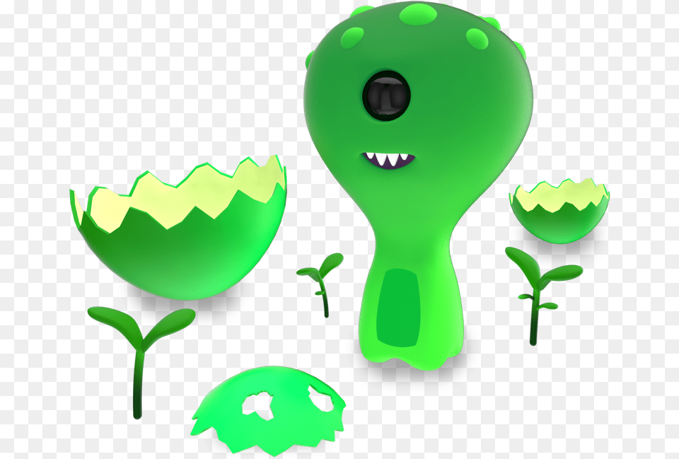 Nurchums Elementos Growlie Egg, Green, Cutlery, Alien, Animal Png Image