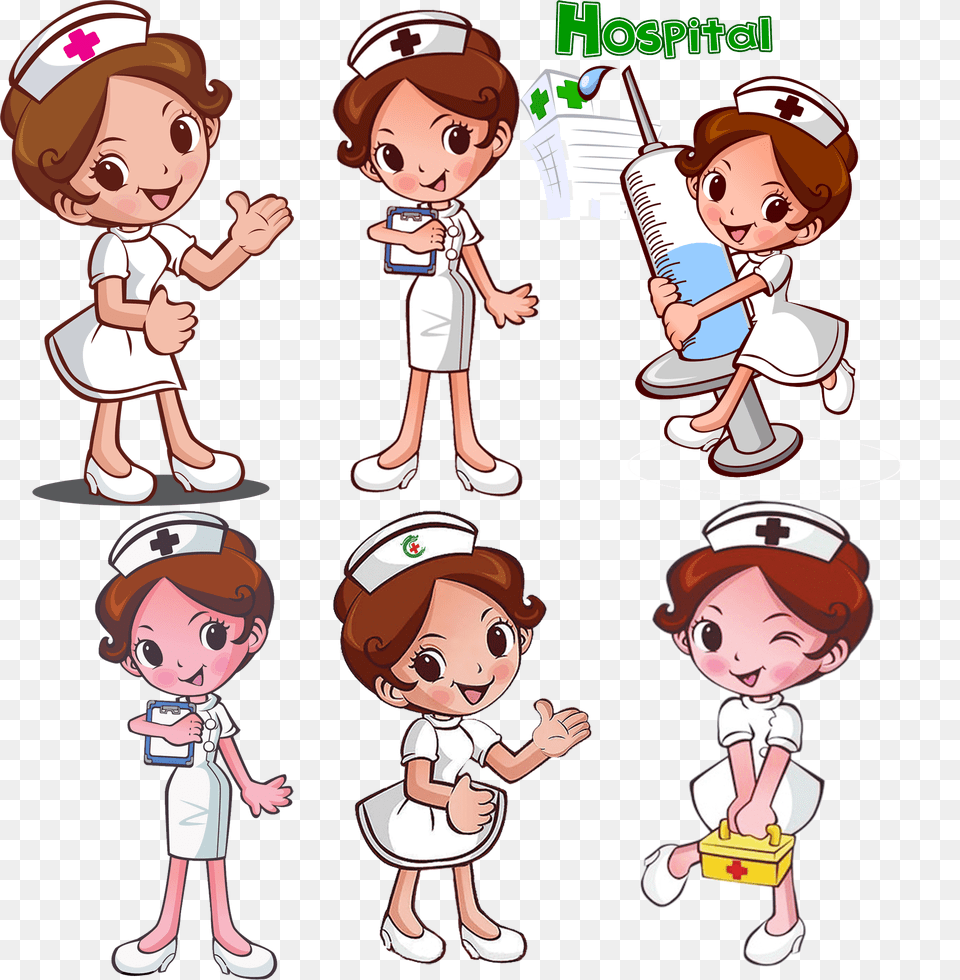 Nurse Transprent Download Cartoon Nurse Clipart, Book, Comics, Publication, Baby Free Transparent Png