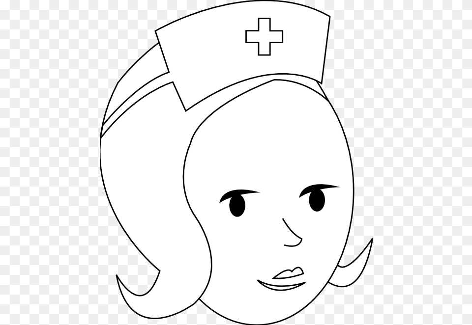 Nurse Black And White Clipart Nursing, Clothing, Hat, Face, Head Free Transparent Png