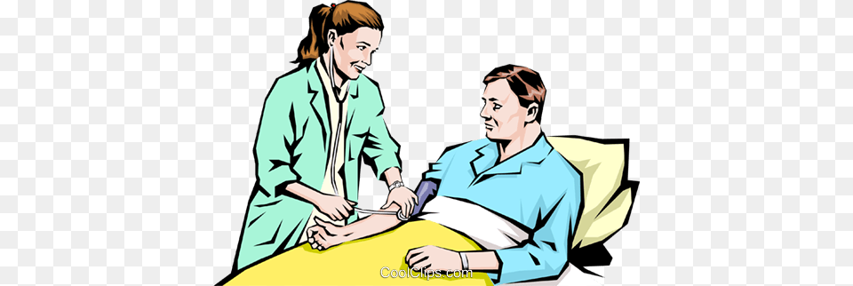 Nurse Checking Mans Blood Pressure Royalty Vector Clip Art, Clothing, Coat, Patient, Person Free Transparent Png