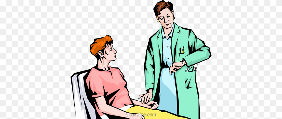 Nurse Checking Patients Pulse Royalty Vector Clip Art, Clothing, Coat, Adult, Person Free Png