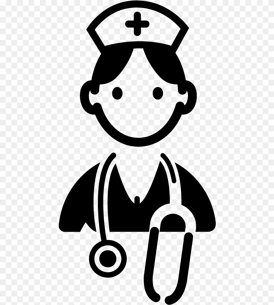 Nurse Clipart Black And White, Gray Png