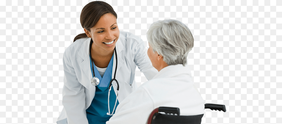 Nurse Doctor And Patient Talking, Clothing, Coat, Lab Coat, Adult Free Png Download