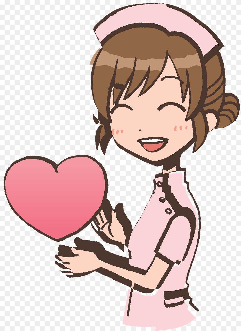 Nurse Girl And Pink Heart Clipart, Baby, Person, Face, Head Free Png
