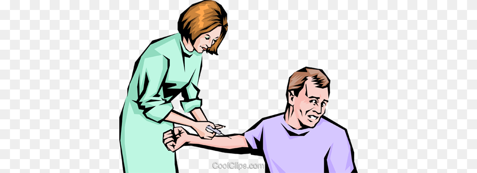 Nurse Giving Man A Hypodermic Needle Royalty Vector Clip Art, Adult, Person, Male, Face Free Png