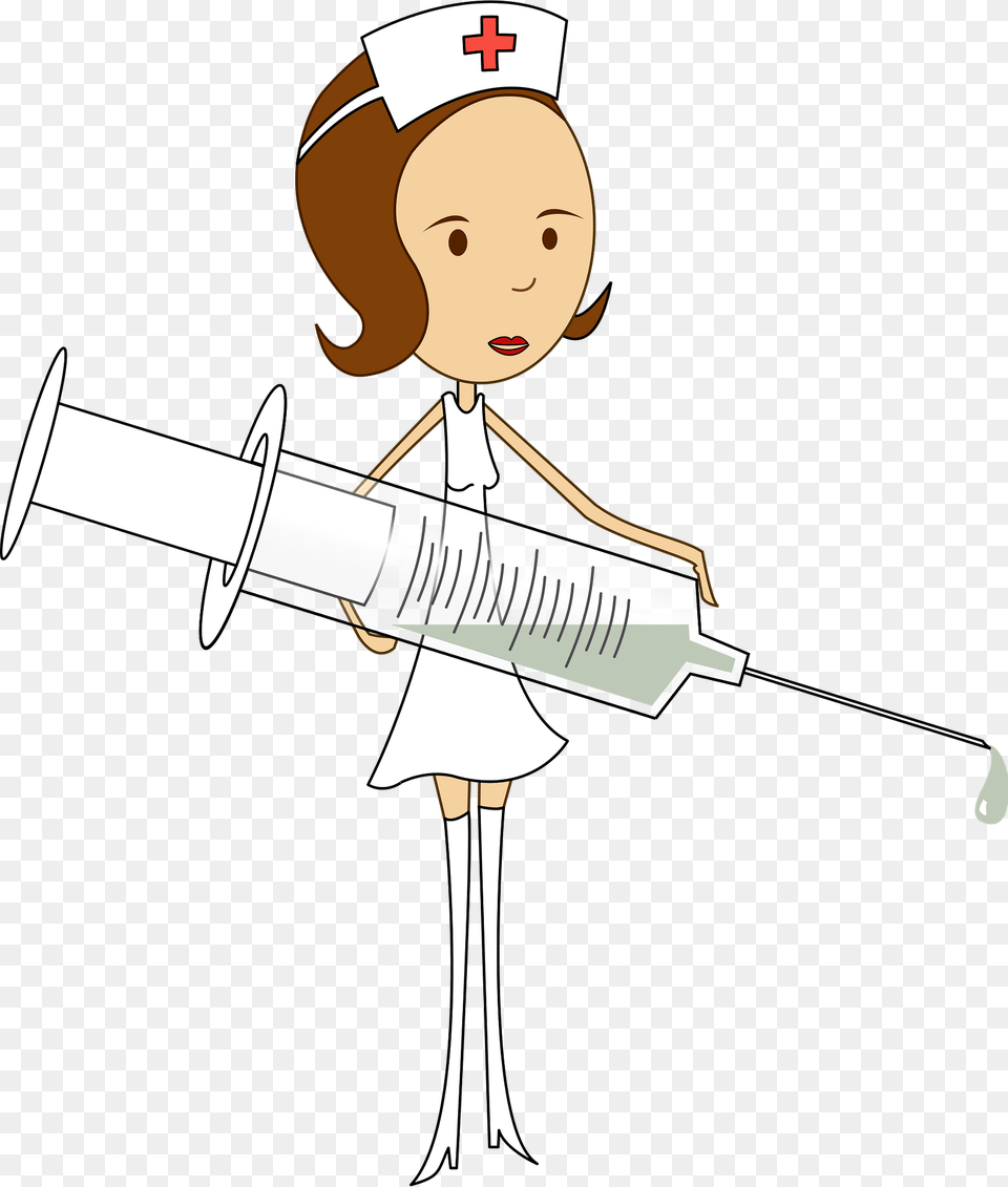 Nurse Holding An Over Sized Syringe And Needle Clipart, Person, People, Face, Head Free Png Download