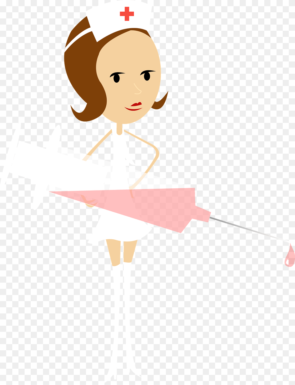 Nurse Holding An Over Sized Syringe And Needle Clipart, Face, Head, Person, Baby Free Png