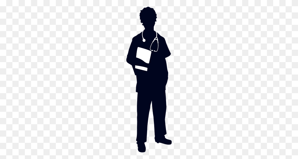 Nurse Holding Silhouette, Adult, Male, Man, Person Png