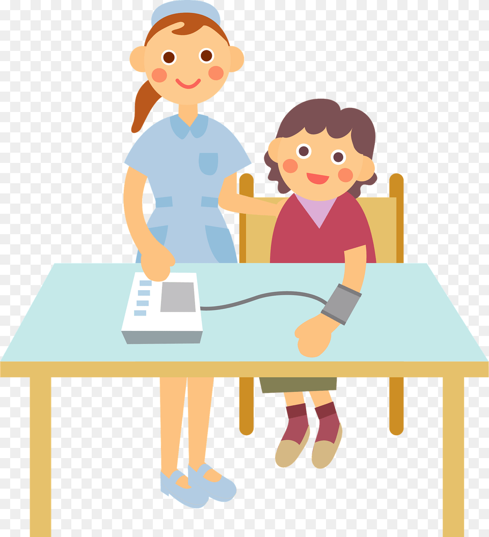 Nurse Is Checking Patient39s Blood Pressure Clipart, Table, Furniture, Boy, Child Png