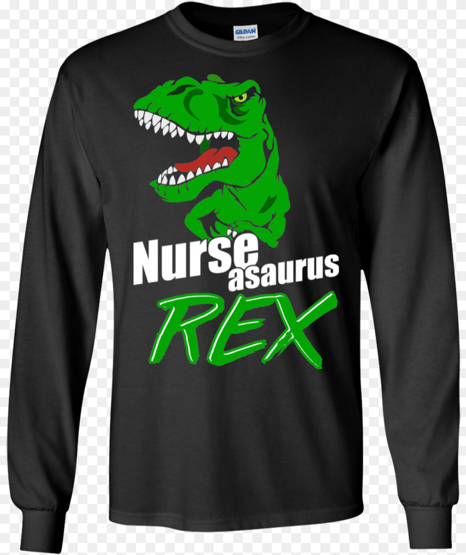 Nurse Nurseasaurus Rex Dinosaur Funny Rn Lvn Graphic Long Sleeved T Shirt, T-shirt, Sleeve, Clothing, Long Sleeve Png Image