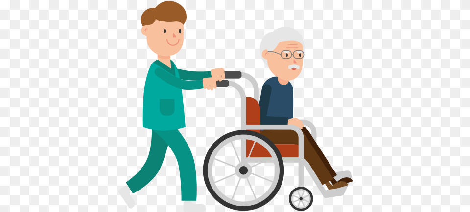 Nurse Pushing A Patient On A Wheelchair Cartoon Patient In Wheelchair Clipart, Male, Baby, Boy, Child Png