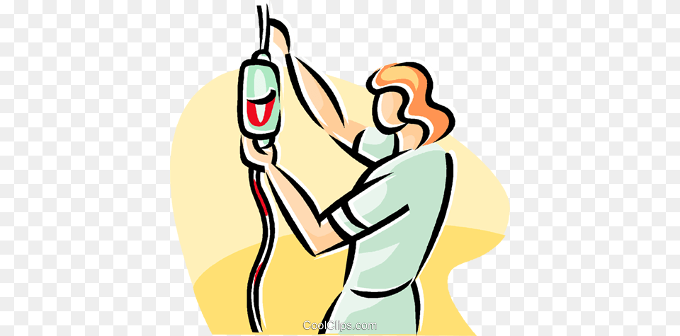 Nurse Replacing A Bag Of Blood Royalty Vector Clip Art, Photography, Person, Device, Power Drill Png