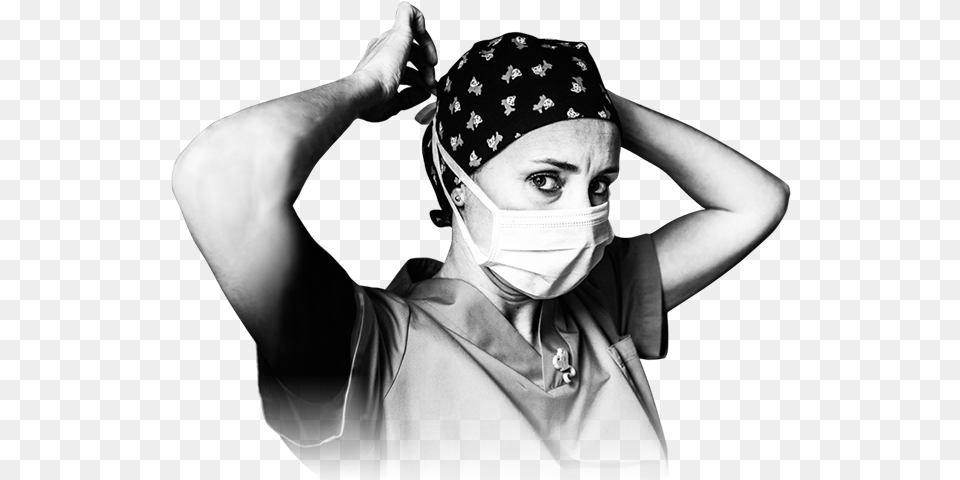 Nurse Tying On Her Surgical Mask With A Serious Look Bandana, Portrait, Photography, Person, Face Free Transparent Png