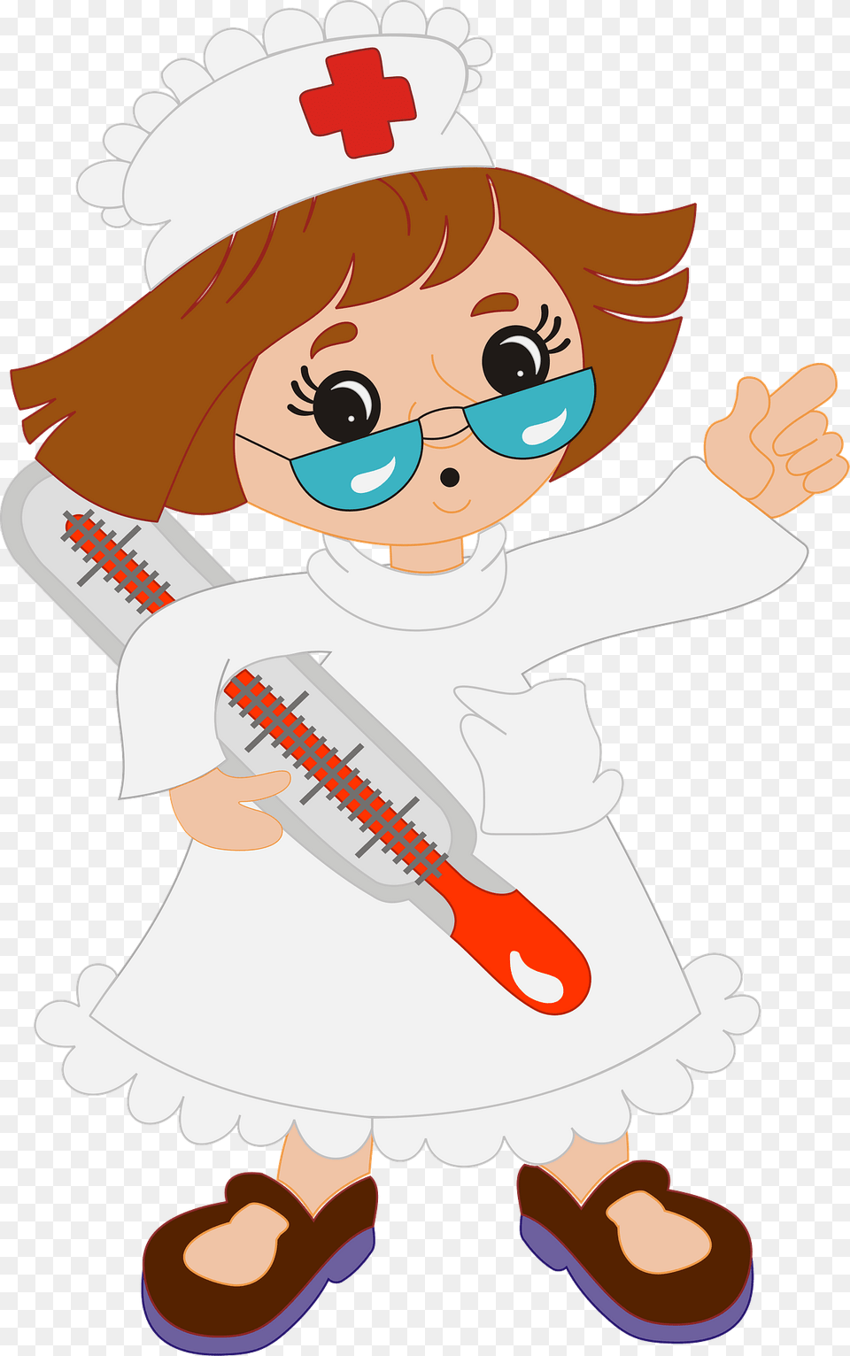 Nurse With A Large Thermometer Clipart, Baby, Person, Face, Head Free Png