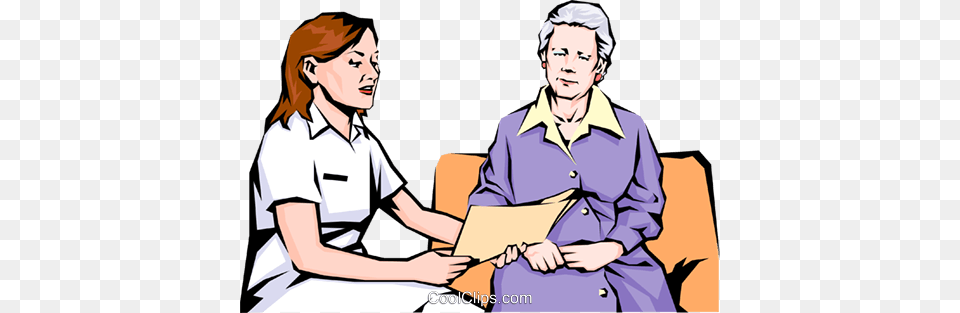 Nurse With Old Woman Royalty Vector Clip Art Illustration Nurse And Old Patient Interaction Clipart, Adult, Publication, Person, Female Free Png Download