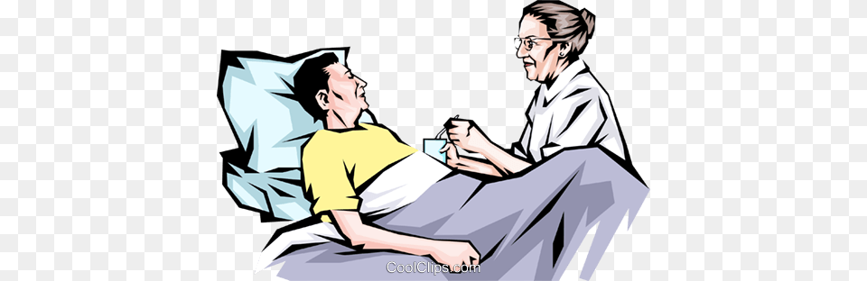 Nurse With Patient In A Bed Royalty Vector Clip Patient In Bed, Publication, Book, Comics, Person Free Transparent Png