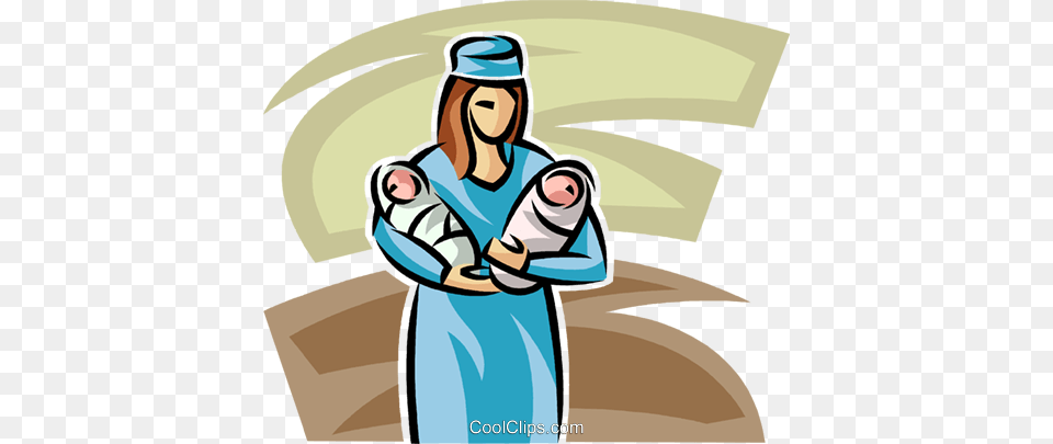 Nurse With Two Newborn Babies Royalty Vector Clip Art, Person, People, Portrait, Photography Free Png Download