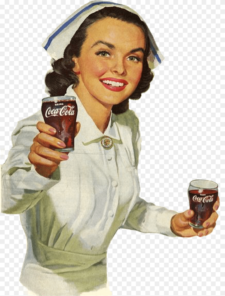 Nurse Woman Cocacola Retro Vintage Drink Drinking Quality You Can Trust Coca Cola, Portrait, Photography, Person, Head Png Image