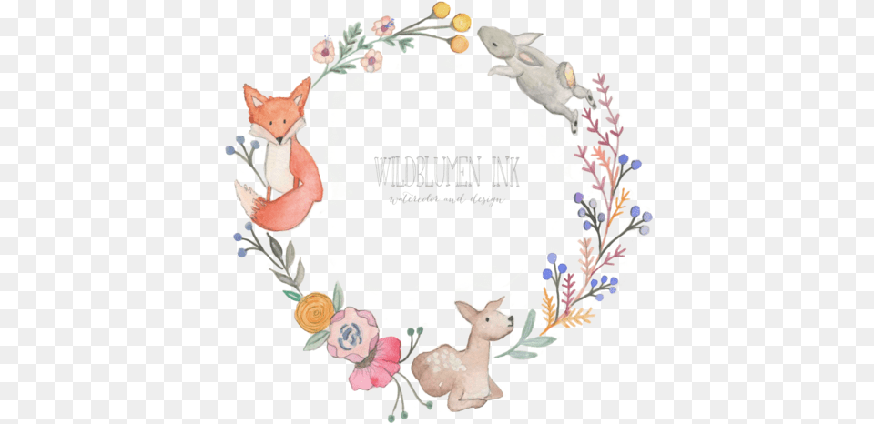 Nursery Art Wildblumen Ink Baby Shower Wreathpng Baby Shower Woodland Clip Art, Pattern, Wreath Free Transparent Png