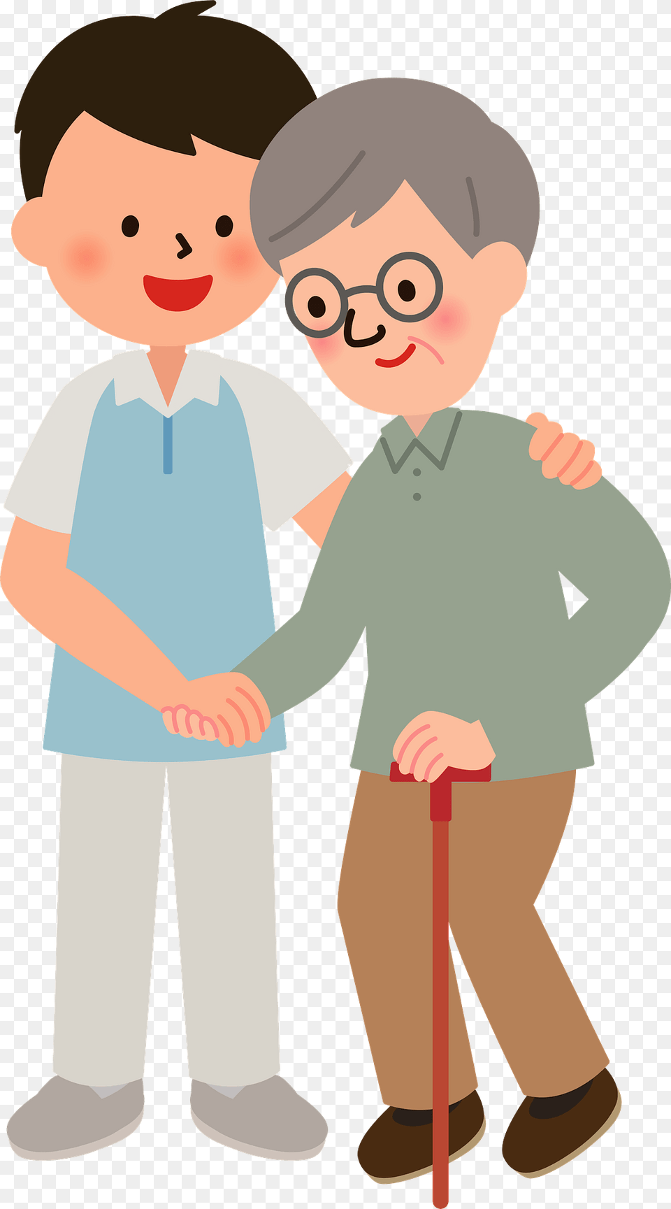 Nursing Care For An Elderly Man Clipart, Person, Cleaning, Face, Head Png Image
