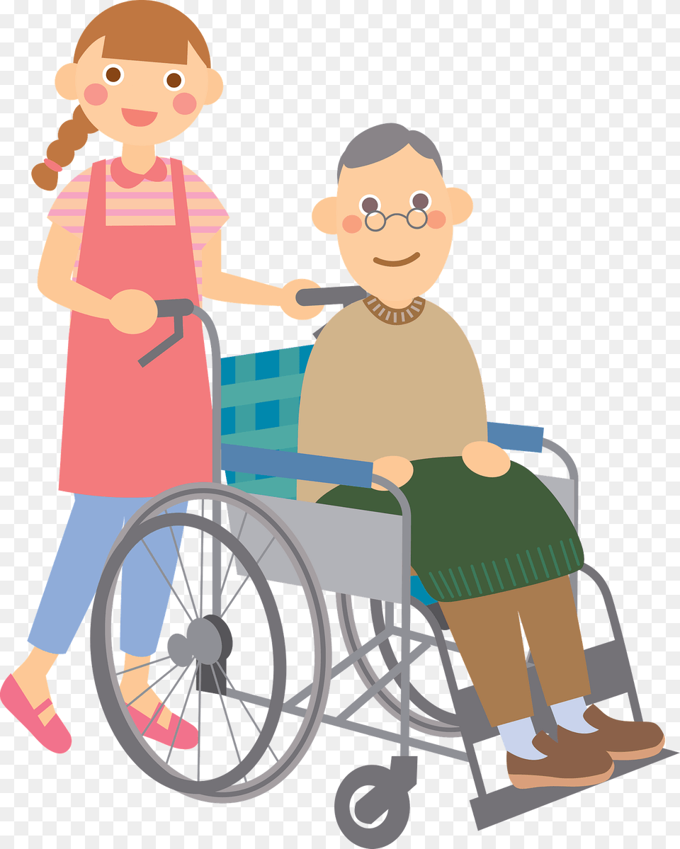 Nursing Care For An Elderly Man Clipart, Furniture, Chair, Boy, Child Png Image