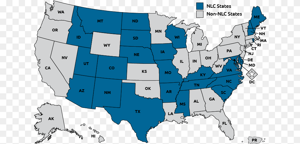 Nursing Certification Enhanced Nurse Licensure Compact Map, Chart, Plot, Atlas, Diagram Free Png Download