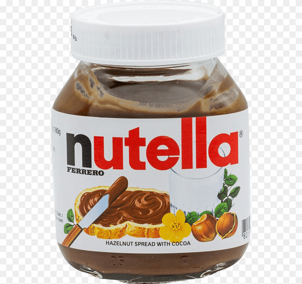 Nutella Spread Hazelnut With Cocoa 180 Gm Nutella Hazelnut Spread With Cocoa, Food, Peanut Butter, Jar, Can Png Image