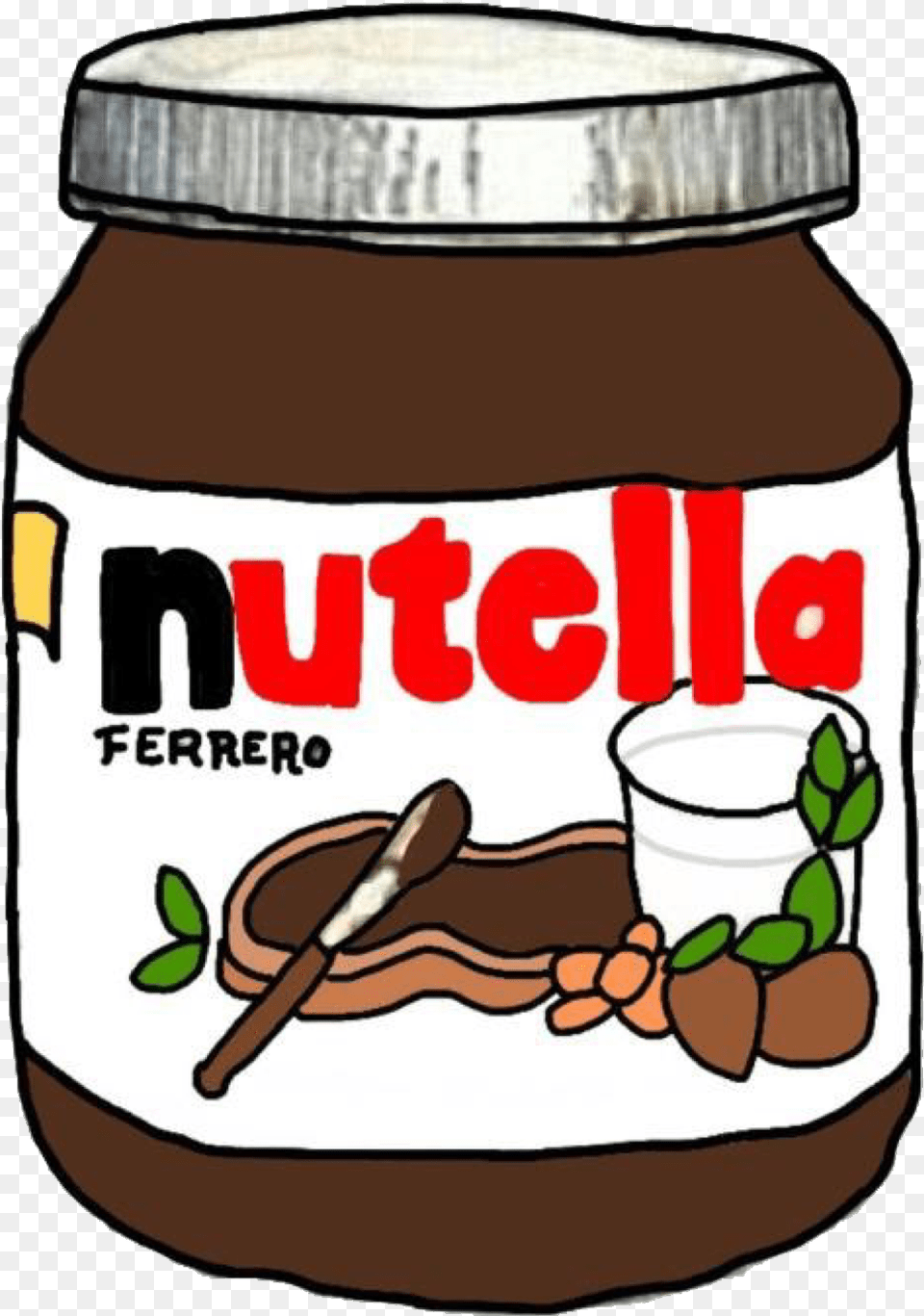 Nutella Sticker Stickers Tumblr Chocolate Nutella, Jar, Food, Jam, Relish Free Png