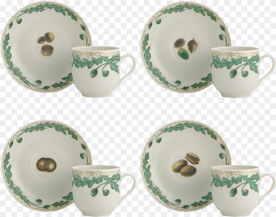 Nutleaf Tea Cup Amp Saucer Set Of Four Ceramic, Art, Porcelain, Pottery, Plate Free Transparent Png