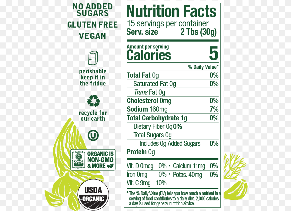 Nutrition Unpasteurized Sauerkraut Garlic Dill Kraut Usda Organic, Advertisement, Poster, Text, Symbol Free Png Download