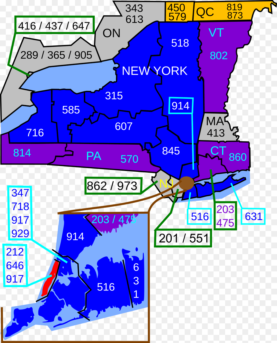 Ny Area Code Map, Chart, Plot, Diagram Free Png Download