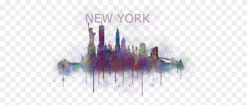 Ny New York City Skyline V4 Watercolor Greeting Card New York City Transparent, Art, Graphics, Modern Art, Purple Free Png Download