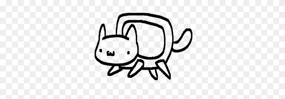 Nyan Cat Clipart Black And White, Gray Png