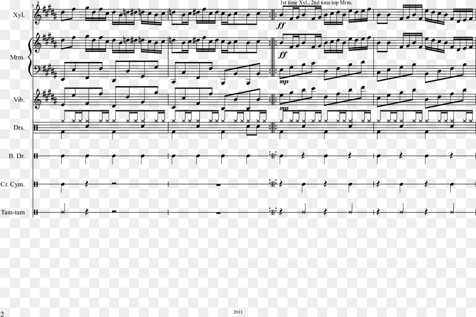 Nyan Cat For Percussion Ensamble Sheet Music Composed Sheet Music, Gray Free Png