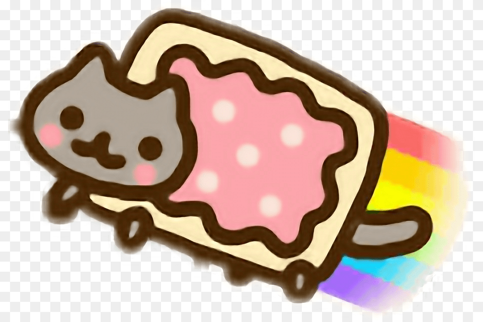 Nyancat Cute Adorable Rainbow Cat Poptart Cutie Kawiifr, Cream, Dessert, Food, Ice Cream Png Image