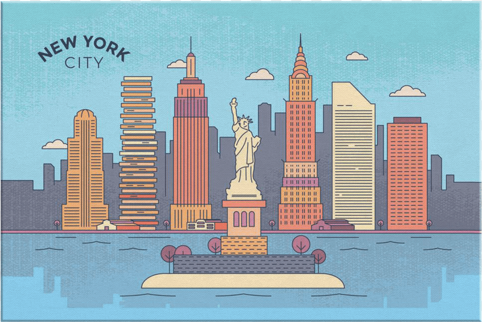 Nyc New York City Skyline Canvas Wrap Wall Art Skyline, Urban, Metropolis, Building, High Rise Png Image