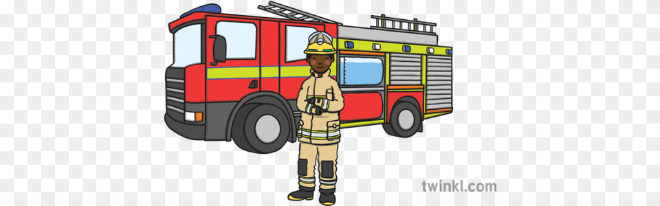 Nz Fire Fighter With Engine Illustration Twinkl Fire Engine Water Tank, Boy, Child, Person, Male Free Transparent Png