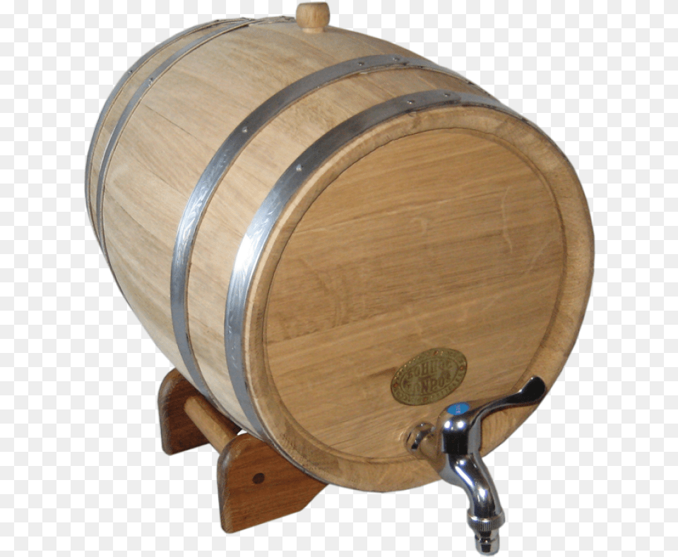 Oak Barrels For Wine On A Horizontally Base 15l With Barrel, Keg Free Png