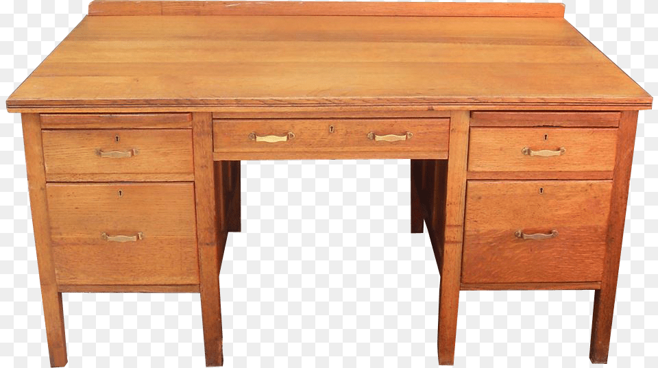 Oak Double Pedestal Writing Desk Transparent Image Office Table Transparent Background, Furniture, Drawer Png